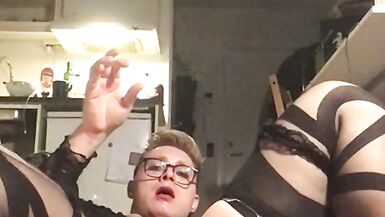 Sissy trapslut with huge dildo and dancing - 12 image