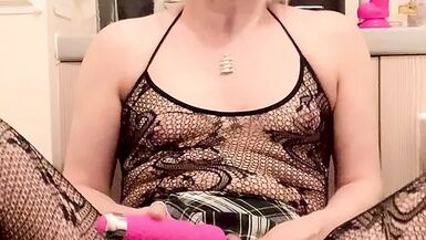 Slut in body stocking cock play, anal dildo fucking, ass to mouth & cum shot!