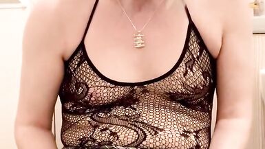 Slut in body stocking cock play, anal dildo fucking, ass to mouth & cum shot! - 2 image