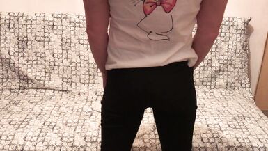 Crossdresser sissy posing, masturbated and cum - 2 image