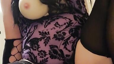 Silicone Masked BBW Cutie Riding Foot Long Dildo