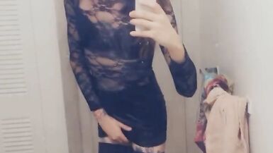 Little Black Dress Tranny Wants Big Dicks Inside Her - 6 image