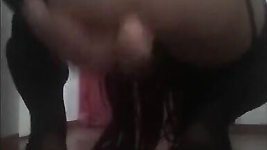 Cute colombian crossdresser in sexy lingerie is having fun with dildo in her ass - 13 image