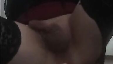 Cute colombian crossdresser in sexy lingerie is having fun with dildo in her ass - 7 image