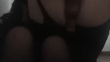 Cute colombian crossdresser in sexy lingerie is having fun with dildo in her ass - 9 image