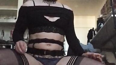 Sissy in lingerier  Dancing and riding dildo - 7 image