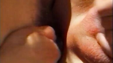 Shemale with stockings gives head to this horny dude outdoors - 11 image