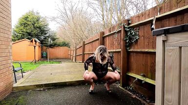 kelly cd amateur crossdresser masturbating and cuming in black fishnet dress - 6 image