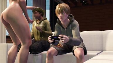 Animated Shemale Mommy fucks StepSon's ebony Friend - Tranny fucking ebony Guy - 3D Futanari on Male - 10 image