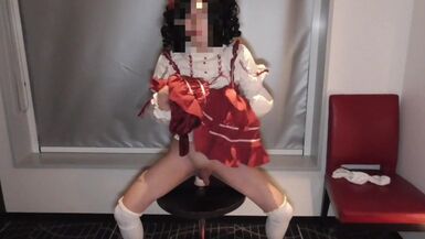 A crossdresser who feels confotable with a dildo. - 1 image