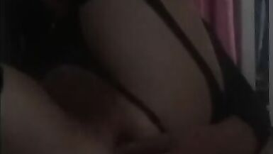 Cute crossdresser wearing lingerie has fun with anal balls in her ass - 7 image