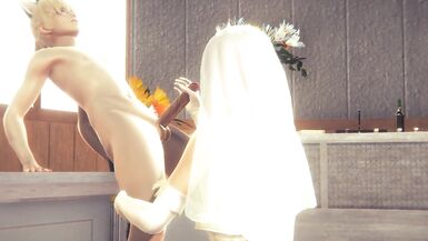 Yaoi Femboy - Denki in wedding dress jerks off and gets fucked in church