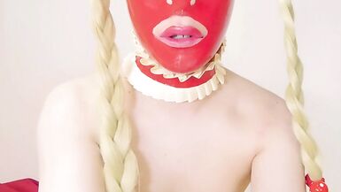 Sissy latexdoll pissing and anal training