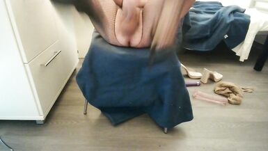 jerk off wearing high heels and pantyhose and footjob - 5 image