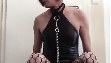 Very sexy tied sissy vibrates her  big clit - 3 image