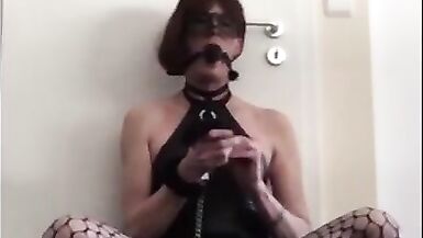 Very sexy tied sissy vibrates her  big clit - 6 image