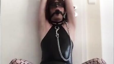 Very sexy tied sissy vibrates her  big clit - 9 image