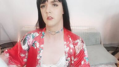 Sweet sissy Elise pleasures herself