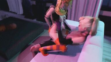 Animationsu Girl in carnival costume sucks Dickgirl's Cock, Shemale fucks Girl and CUM in Mouth - 9 image