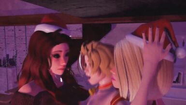 3D Animation Shemale Threesome - Two Shemales fucks One Girl in Anal and Mouth, and CUM on Face - 3 image