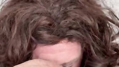 Sissy CD worships big cock - 8 image