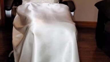 Satin wedding dress and pink satin slip - 11 image