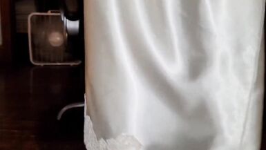 Satin wedding dress and pink satin slip - 12 image