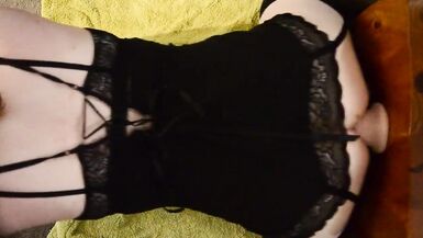 Redhead sissy taking on two huge dildos - 4 image