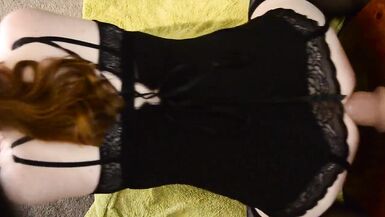 Redhead sissy taking on two huge dildos - 7 image