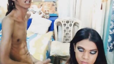 Tranny Slurps Loadful of Cum in Her Mouth - 12 image