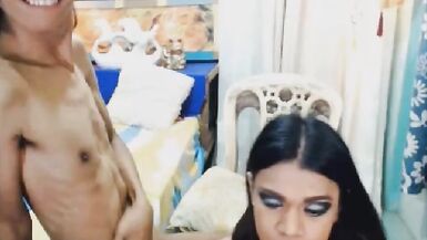 Tranny Slurps Loadful of Cum in Her Mouth - 8 image