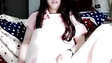 cute ladyboy in stockings and high heels masturbating with dildos in ass - 7 image