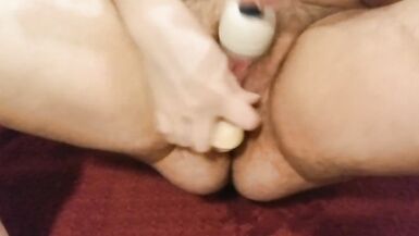 Chubby slut trans boy plays with clamps and anal beads - 15 image