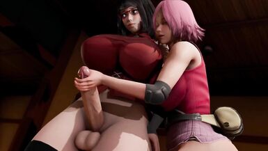 Futa Hinata in Sarada's clothes fucks Sakura in Ass - 2 image