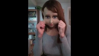 Shy Elfie! Playtime with your dear rubber elf! Female masked doll elfie and her rubber booty! - 1 image