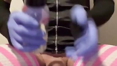 Femboy riding dildo in dress - 2 image