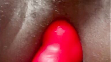 Cute femboy trap rides large knotted dildo and knots it! - 13 image