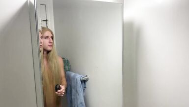 Crossdresser Fixing Messy Wig - 13 image