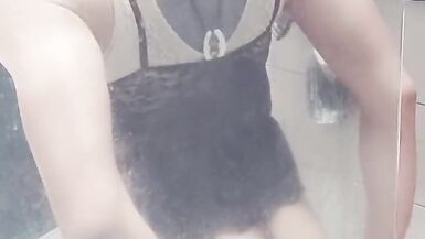 Asian cd solo in toilet using dildo - 11 image