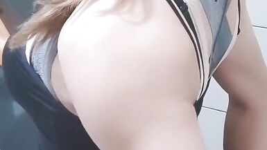 Asian cd solo in toilet using dildo - 2 image