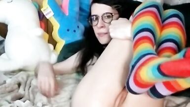 Cute trans girl wearing rainbow socks - 2 image
