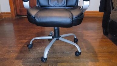 Blue lined flight attendant uniform skirt with glossy pantyhose - 10 image