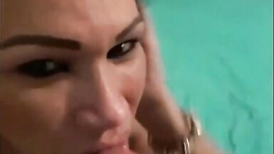 Mature ts woman fucking clients and masturbating her big cock