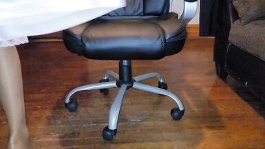 Long cream lined office skirt with Pink satin half slip - 14 image