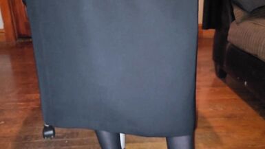 Long black lined office skirt - 2 image