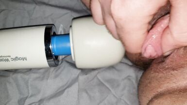 Ftm trans man jerks off big clit with magic wand - 15 image