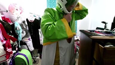 Rubber PVC Cosmo Cosplay, Eva Helmet and Rubber Mask Breathplay Corruption - 1 image