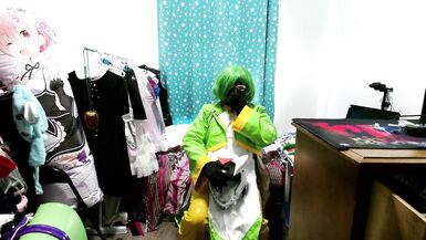 Rubber PVC Cosmo Cosplay, Eva Helmet and Rubber Mask Breathplay Corruption - 14 image