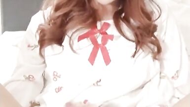 cute white kitten ladyboy masturbating her cock till she cum semen - 10 image