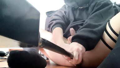 Catboy sissy using dildo machine - 13 image